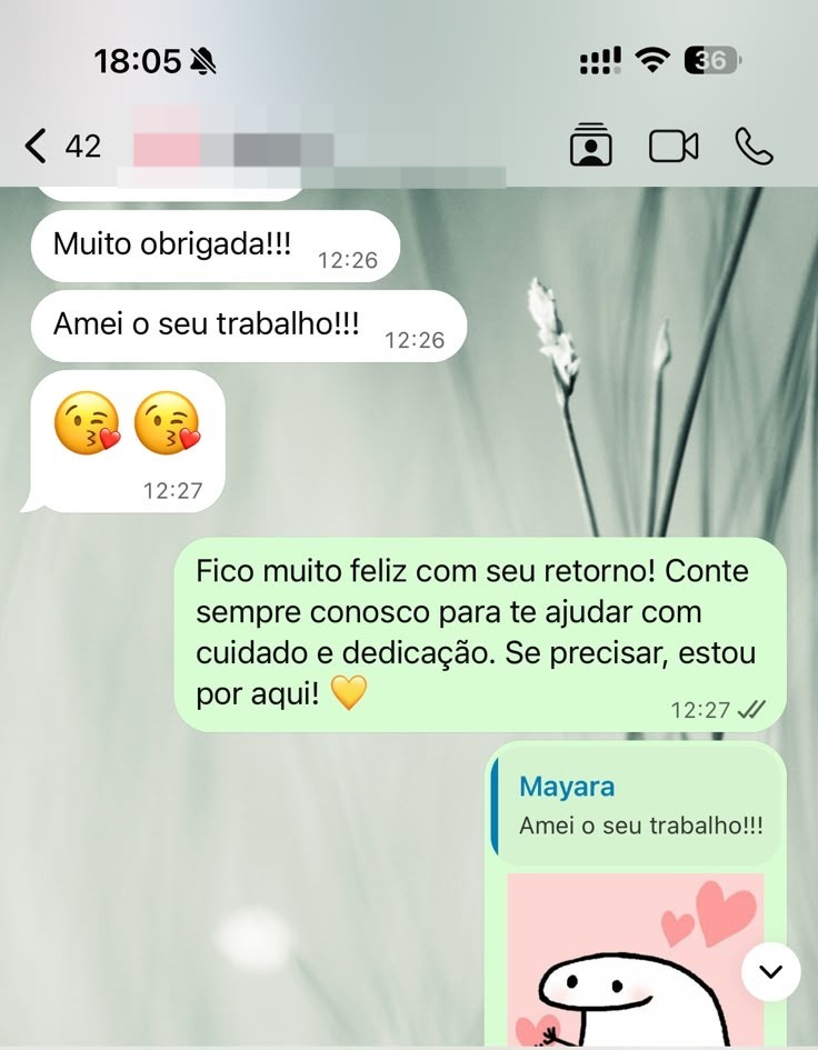 Depoimento de cliente via WhatsApp